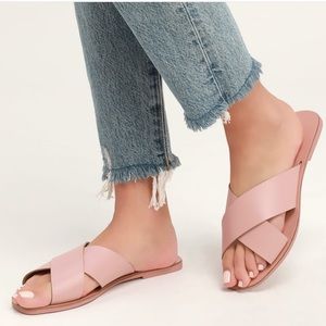 Anthropologie X Seychelles Total Relaxation Pink Vachetta Leather Sandals 7